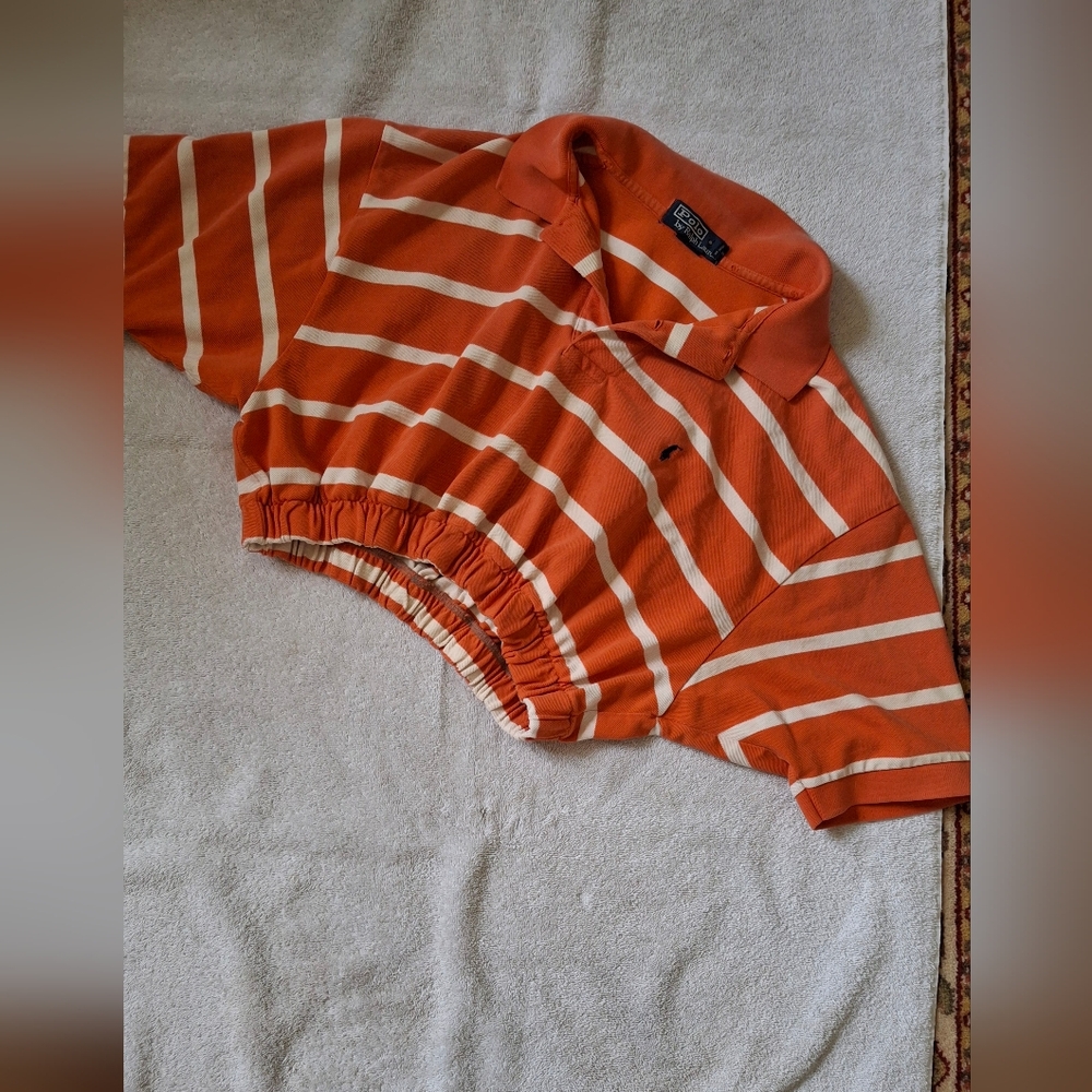 Polo by Ralph Lauren Orange and White Striped Crop Top Size XL